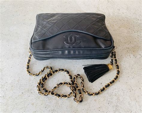 1980s chanel quilted square vintage flap tassel|chanel leather camera bag.